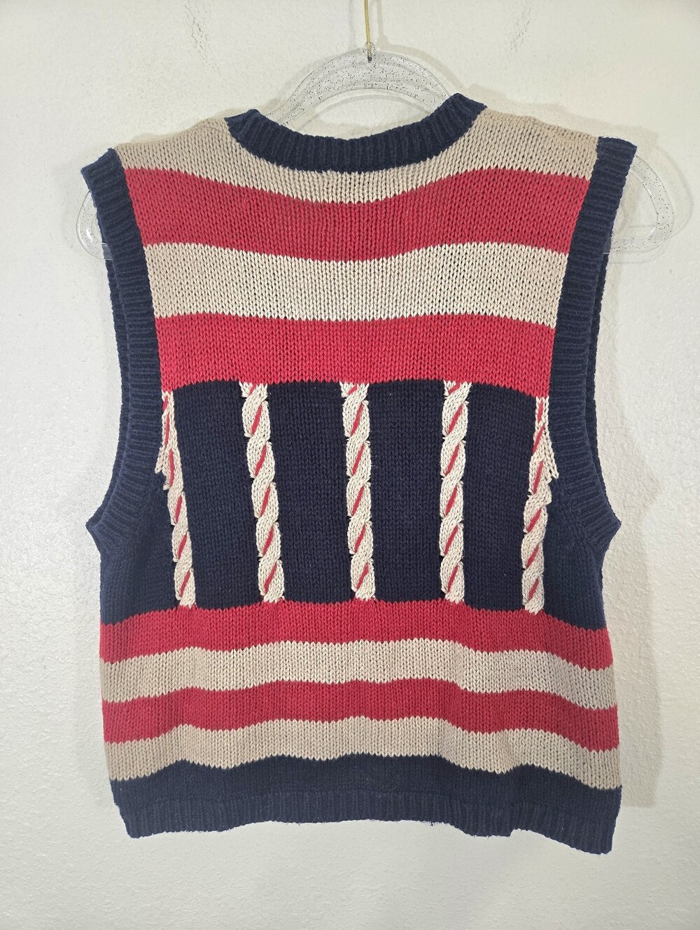 Christopher & Banks Americana Vintage Red/Navy/Tan Star Heart Button Vest, S - Picture 5 of 8
